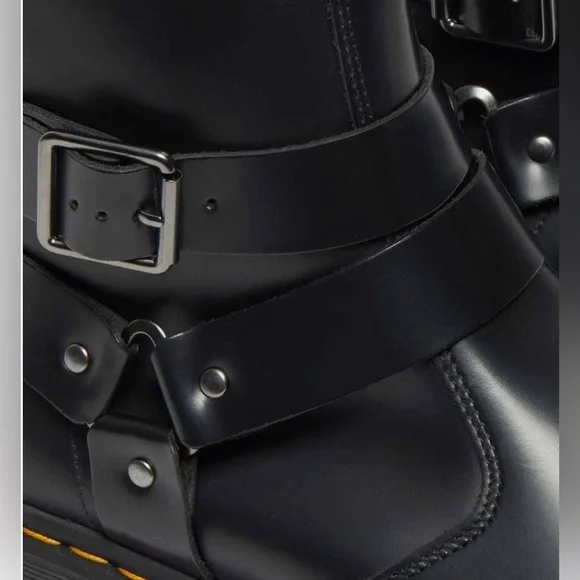 Dr Martens Jaimes Leather Buckle Chelsea Black Combat Boots Size 8Men 9Women - Picture 4 of 9